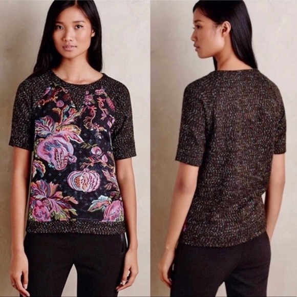 James Coviello brocade floral sweater top - Picture 1 of 10